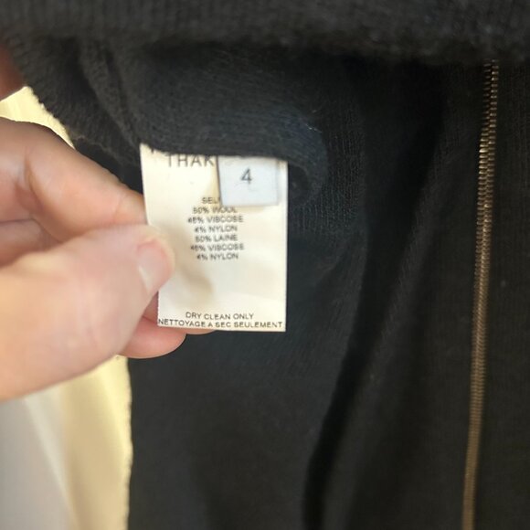 Thakoon Hoodie Womans SZ4/S Black Italian Wool Knit Full Zip Crop Back - Picture 7 of 9